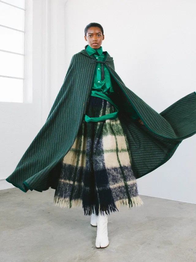 1976 Yves Saint Laurent Russian Collection Striped Cape in Wool from Arcade Vintage