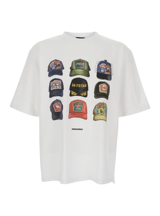 Dsquared2 White T-shirt with Front Print and Logo Detail on the Back in Cotton for Men in White 100% Cotton from Gaudenzi Boutique, photo 1 of 1