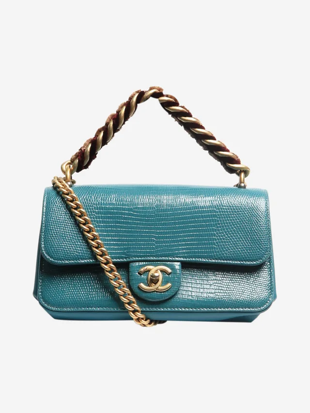 Chanel Turquoise exotic mini flap shouder bag in Blue Lizard from Sign of the Times