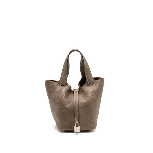 Hermès Picotin 18 Lock Bag Clemence Etoupe SHW Stamp Y in Taupe Clemence leather from EMIER
