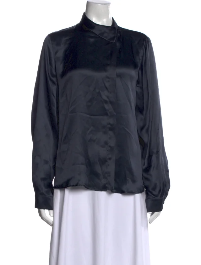 Max Mara Long Sleeve Blouse in blue Silk from The RealReal