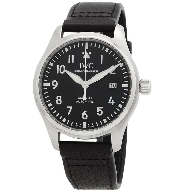 IWC Pilots Automatic Black Dial Mens Watch IW328201 in gray|silver|black Leather from Jomashop.com