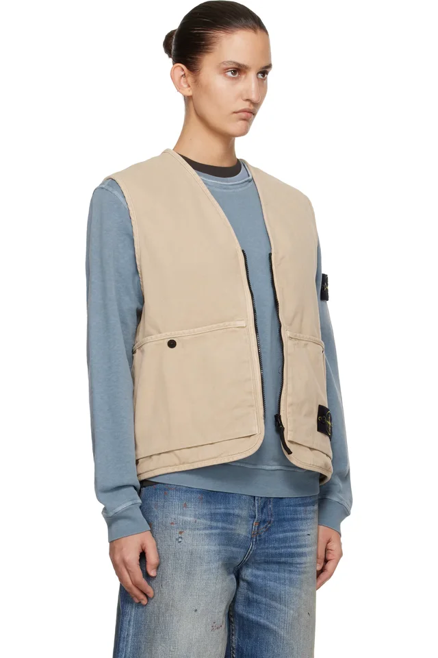 Stone Island Beige 6100007 Organic Panama Cotton 'Old' Effect Vest, photo 2 of 4 from SSENSE