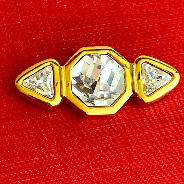 Vintage S.A.L. Swarovski Crystal Broach in gold from Poshmark