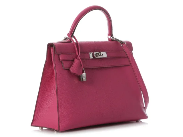 Hermès Fuchsia Chèvre Kelly 32 in Pink Goatskin from Ann's Fabulous Finds, photo 5 of 10