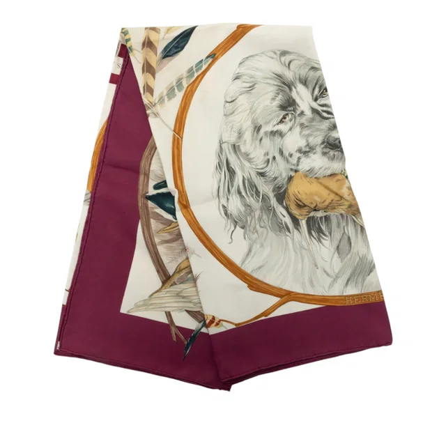 Multi Hermès Chiens Au Rapport Carre Silk Scarf 90 Scarves in Silk from Designer Revival