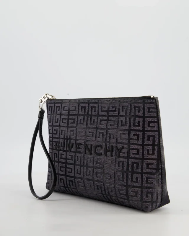 Givenchy and Grey 4G Embroidered Tie and Dye Canvas Travel Pouch with Wrist Strap in Black Canvas from Sellier, photo 8 of 12