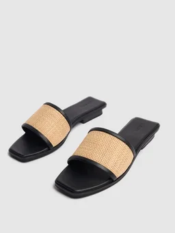 Bembien Slip-on sandals with wide band in 60% Cow, 40% Raffia, photo 3 of 5 from LUISAVIAROMA