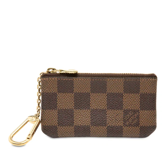 Brown Louis Vuitton Damier Ebene Pochette Cles Coin Pouch in Brown Canvas from Designer Revival