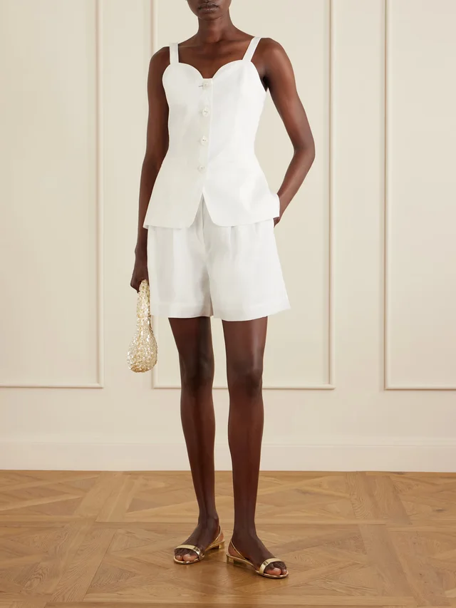VIOLANTE NESSI Sherman belted pleated linen shorts in White, photo 2 of 2 from NET-A-PORTER (Canada)