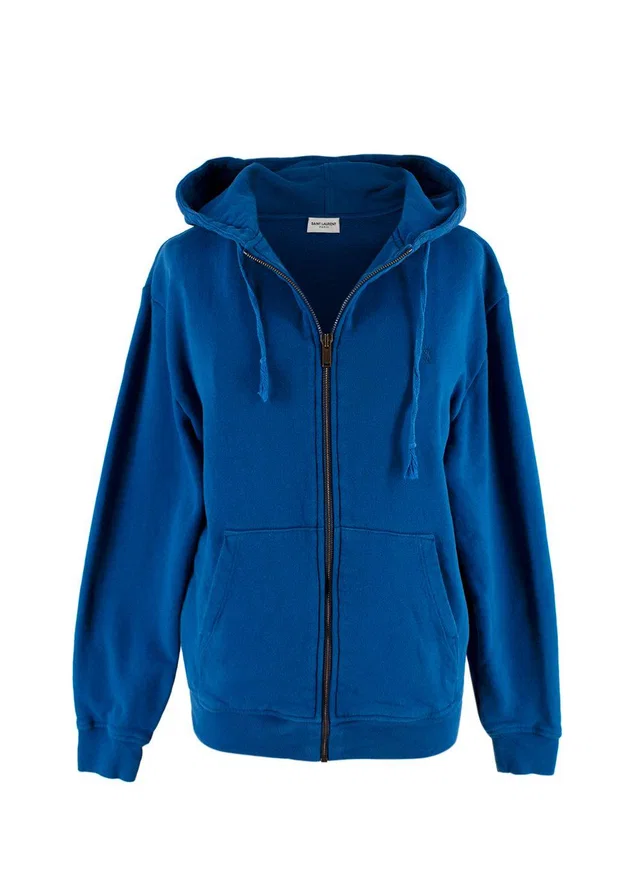 Saint Laurent Blue Zip Up Hoodie in Blue from HEWI