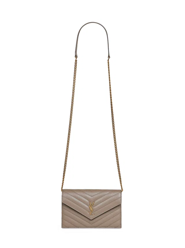 Saint Laurent Cassandre Envelope Wallet — Gray Calfskin in Grey Calfskin from HEWI