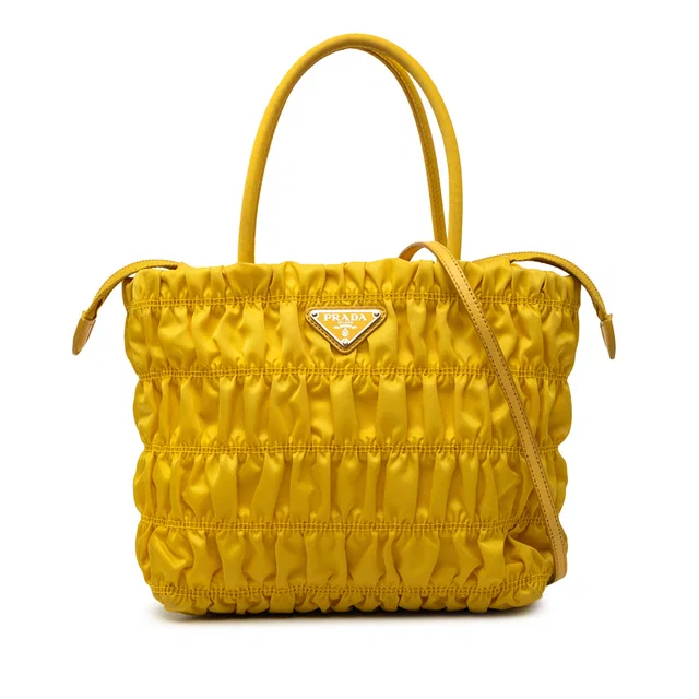 Yellow Prada Tessuto Gaufre Satchel in Yellow Nylon from Designer Revival, photo 1 of 1