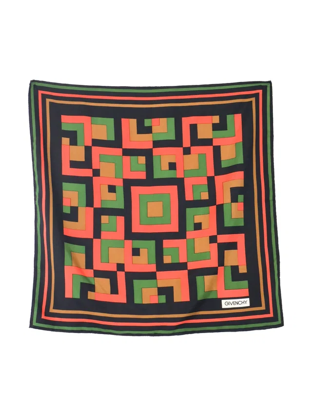 Givenchy Graphic Printed Silk Scarf in Multicolor Silk from Arcade Vintage