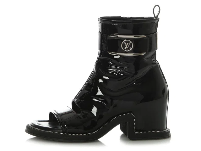 Louis Vuitton Black Patent Moonlight Open-Toe Boots in Black Patent leather from Ann's Fabulous Finds