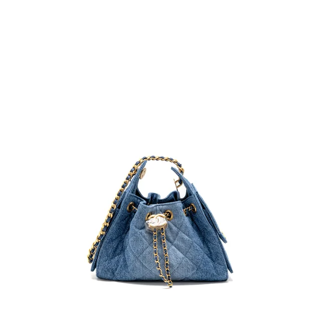 Chanel Mini 25 Bag Denim Blue GHW (Microchip) in Blue Denim from EMIER