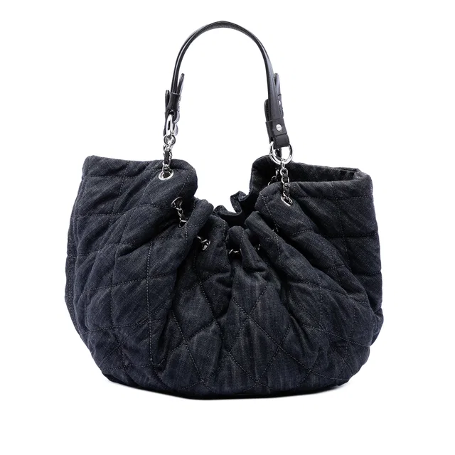 Blue Chanel Large Quilted Denim Stretch Spirit Cabas Tote in Blue Denim from Designer Revival