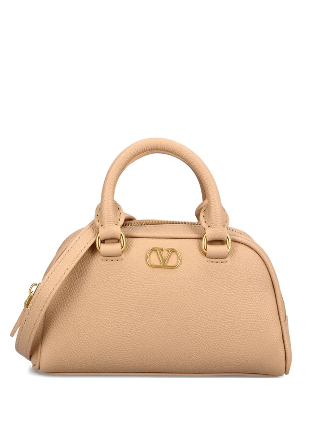 Valentino Garavani Vlogo Signature Top Handle Bag — Beige in Beige Leather from HEWI