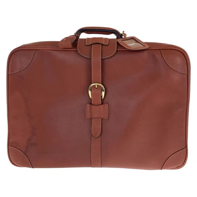 Gucci Vintage Brown Gold Leather 010 123 55 Suitcase Briefcase Boston Bag in Brown Leather from The Reluxe