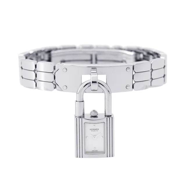 Hermès Kelly watch W16mm Stainless Steel Sparkling White Lacquer DialKE4.110 in White from GALLERY RARE