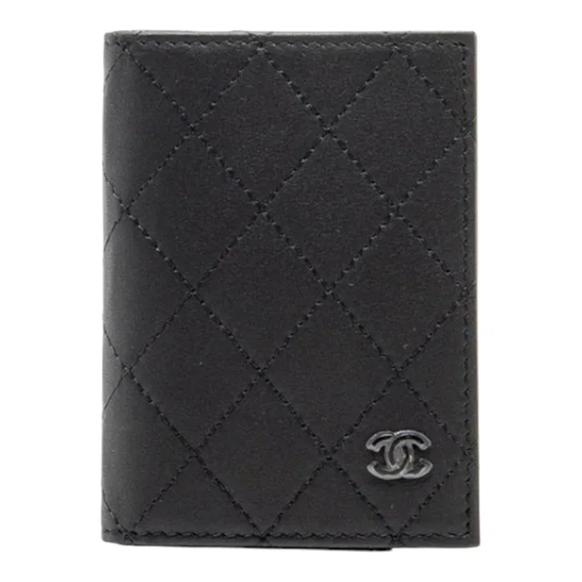 Chanel Quilted CC Card Holder Calfskin Black With Black Hardware (Microchip) - GIFTABLE in Black Calfskin from Luxury Promise