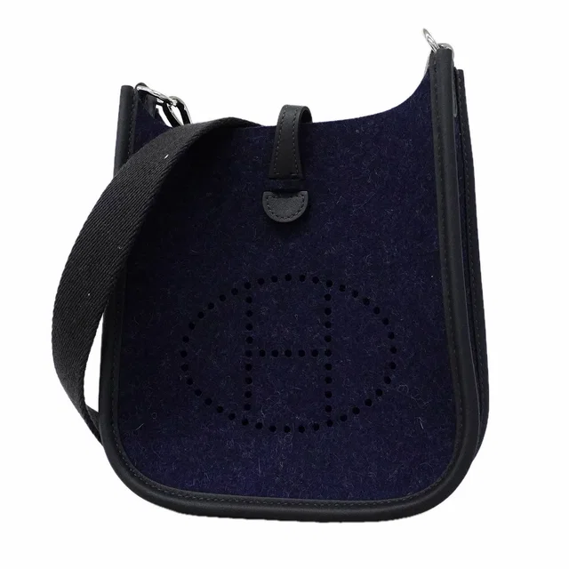 Hermès Shoulder Bag Evelyne TPM Felt Bleu Nuit Silver in Navy from The Reluxe