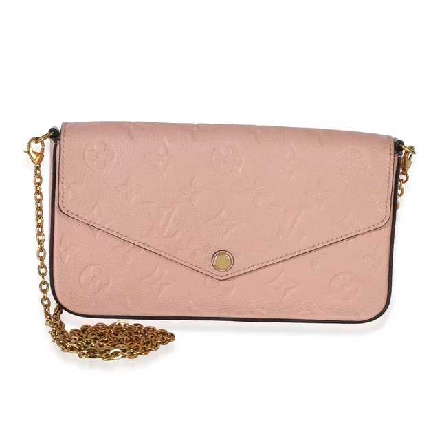 Louis Vuitton Rose Poudre Monogram Empreinte Felicie Pochette Pink Leather Handbag in Pink Leather from HEWI