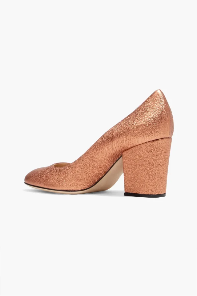 Sergio Rossi Metallic Textured-Leather Block-Heel Pumps, photo 3 of 4 from THE OUTNET