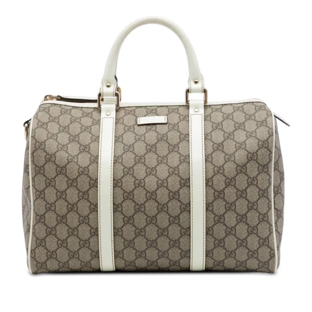 Beige Gucci Medium GG Supreme Joy Boston Bag in Beige Coated canvas from Designer Revival