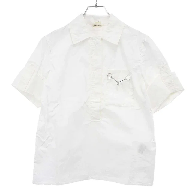 Hermès Short Sleeve Pullover Pocket Blouse Shirt White 38 Sweater in White from The Reluxe