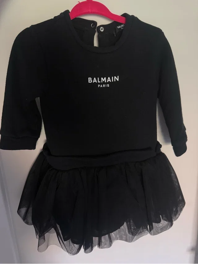 Balmain Girls Tulle Sweatshirt Dress in black from Poshmark