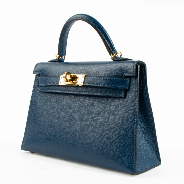 Hermès Kelly Mini II Deep Blue Madame GHW in Blue Leather from Labellov, photo 3 of 17