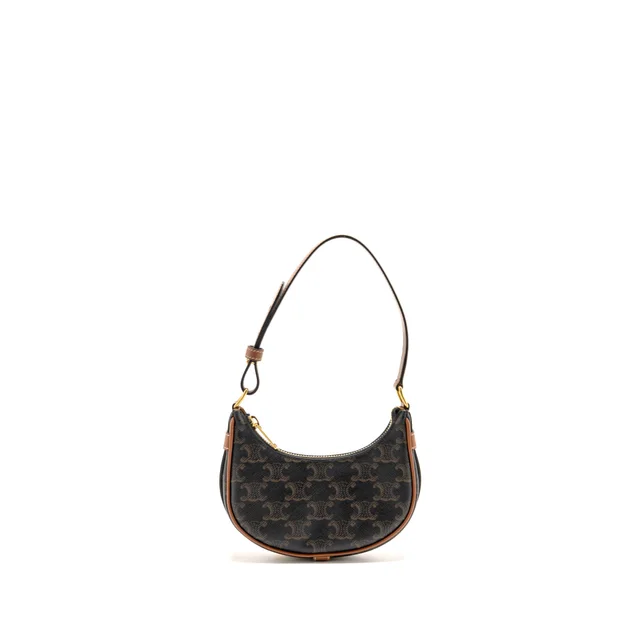 Celine mini Ava shoulder bag triomphe canvas/calfskin tan GHW in Brown Calfskin from EMIER