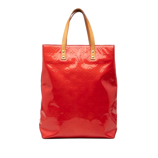 Red Louis Vuitton Monogram Vernis Reade MM Tote Bag in Red Leather from Designer Revival