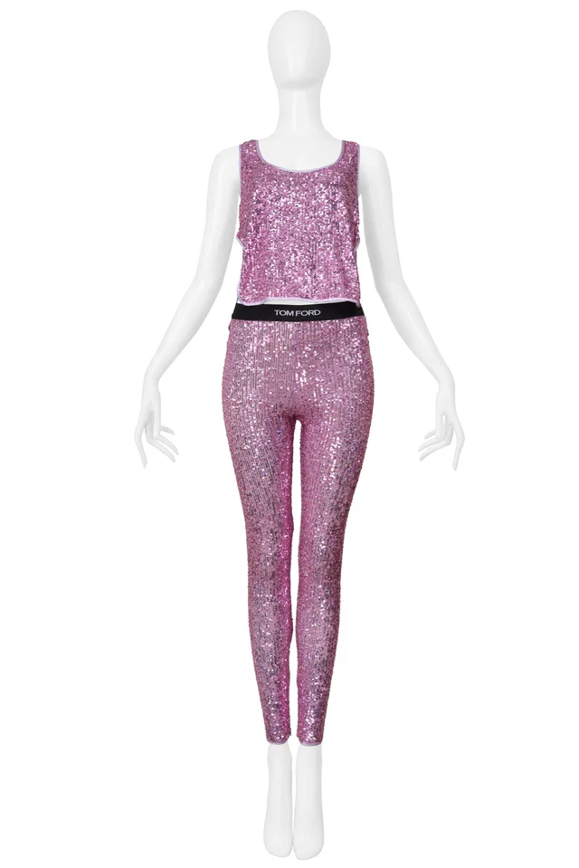 Tom Ford Pink Sequin Ensemble 2022 in Pink Woven leather from Resurrection Vintage