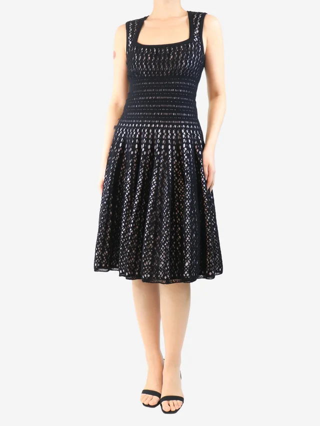 Alaïa Black double-layered knit dress - size UK 14 in Black Wool from Sign of the Times