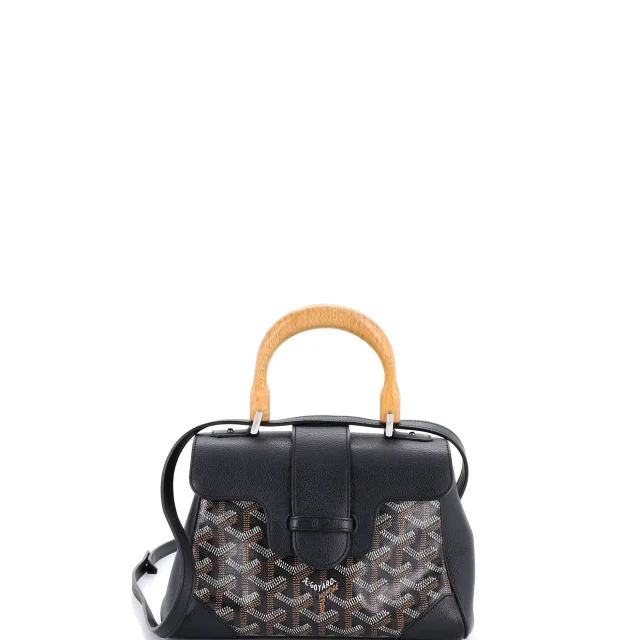 Goyard Saigon Top Handle Bag Coated Canvas with Leather Mini in black Coated canvas from Rebag