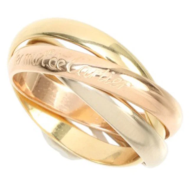 Cartier 18K Trinity ring #54 Yellow gold/Pink gold/White gold in White from VINTAGE QOO TOKYO