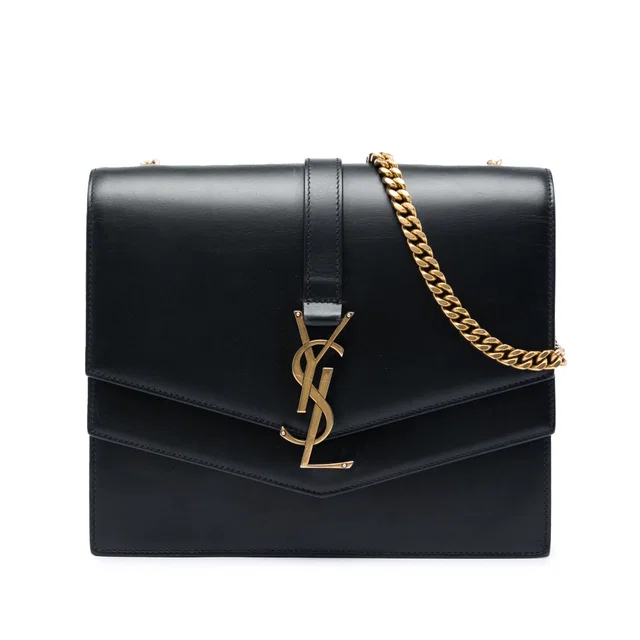 Black Saint Laurent Medium Leather Monogram Sulpice Crossbody in Black Leather from Designer Revival