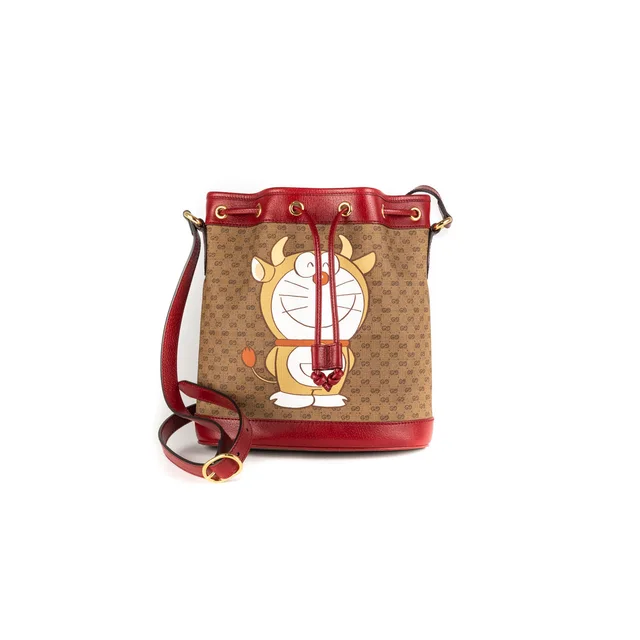 Gucci x Doraemon Bucket Bag Red in Red Canvas from The Purse Affair