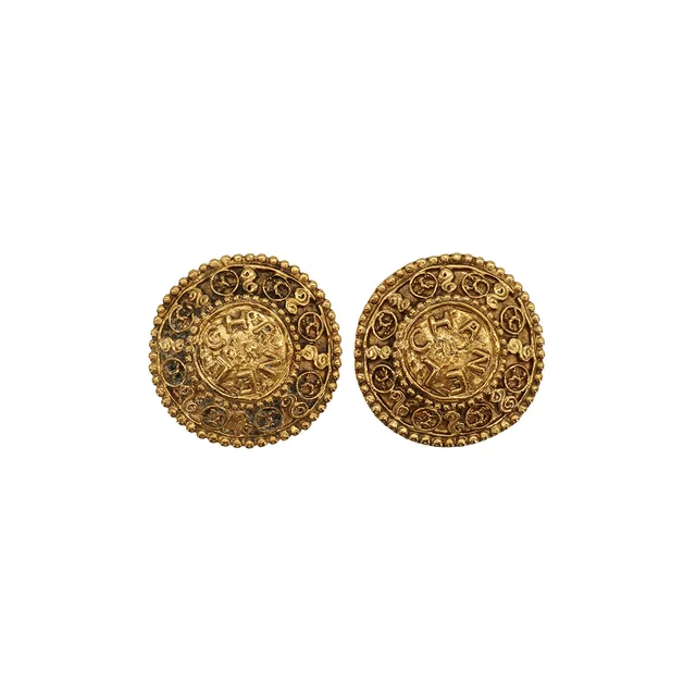 Chanel Vintage Earrings Logo Round Gold Accessory in Gold from Luxury Promise