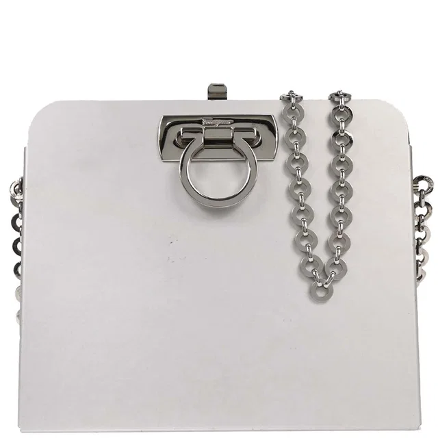 Ferragamo Silver Aluminum Gancini Shoulder Bag in Silver from AMORE Vintage Tokyo