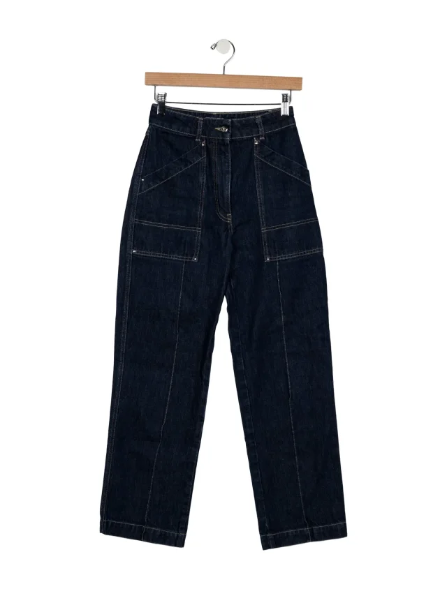 Moncler High-Rise Straight Leg Jeans in blue from The RealReal