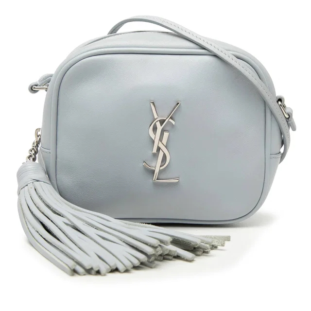 Blue Saint Laurent Calfskin Monogram Blogger Bag in Blue Calfskin from Designer Revival