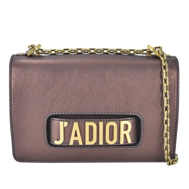 Brown Dior Medium J'Adior Chain Flap Crossbody Bag in Brown Leather from Designer Revival