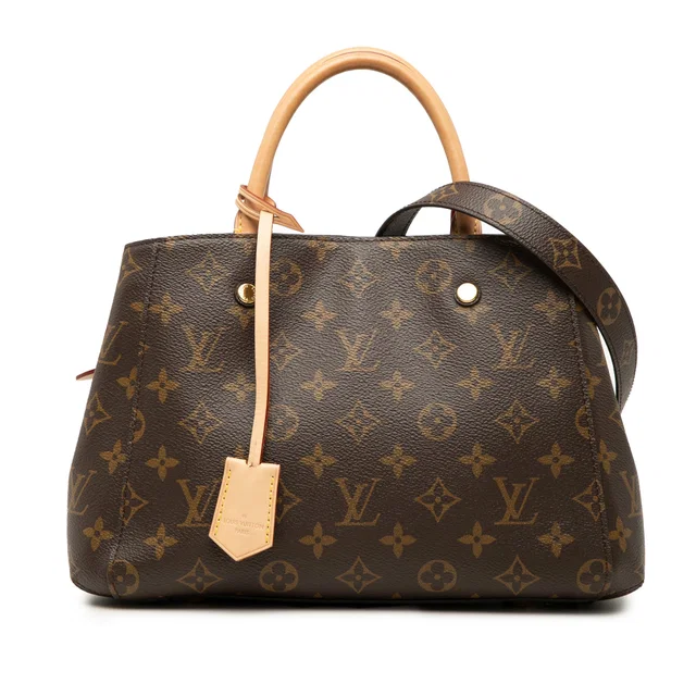 Brown Louis Vuitton Monogram Montaigne BB Satchel in Brown Coated canvas from Designer Revival