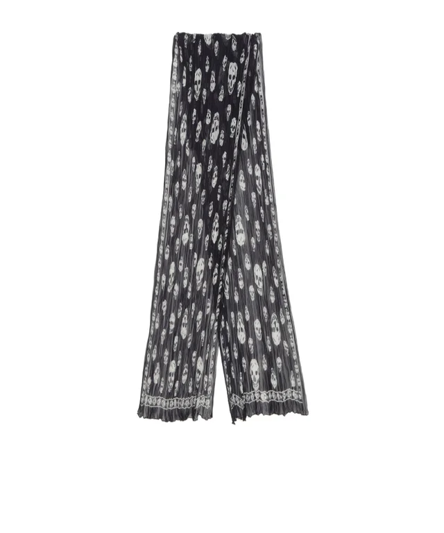 Alexander McQueen Women's Pleated Skull Scarf in Black/Ivory from SENSER, photo 1 of 1