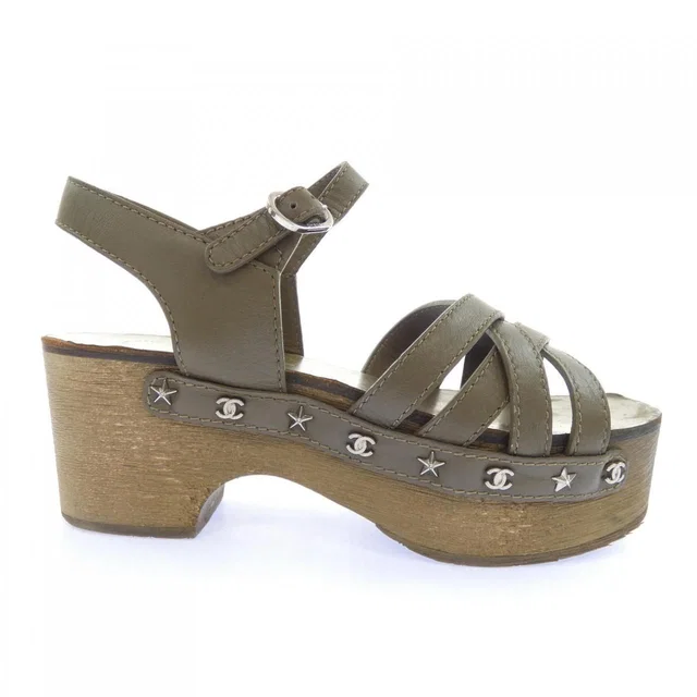 Chanel Sandals Khaki in Green from The Reluxe