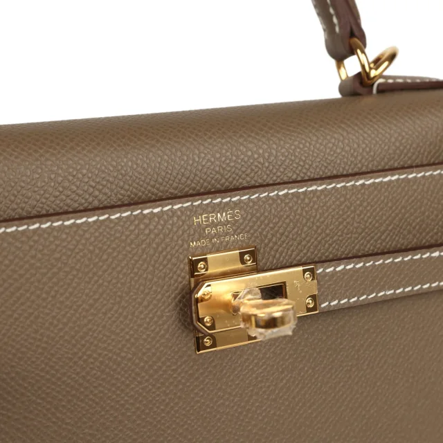 Hermès Kelly Sellier 25 Etoupe Epsom Gold Hardware in Brown Epsom from Madison Avenue Couture, photo 7 of 9