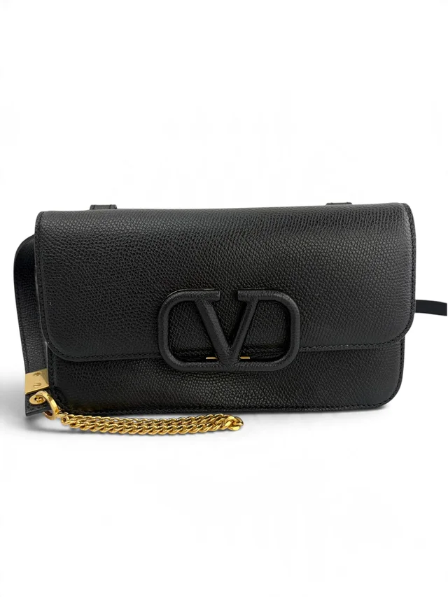 Valentino Garavani Black Leather Crossbody Belt Bag from Season 2 Consign